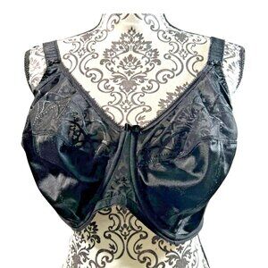 Elomi Bra Womens 42H Black Underwire Full Cup Sheer Lace Embroidered Support